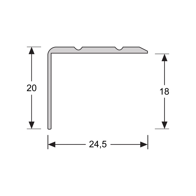 Hoeklijnprofiel 20 mm 1m RVS geborsteld