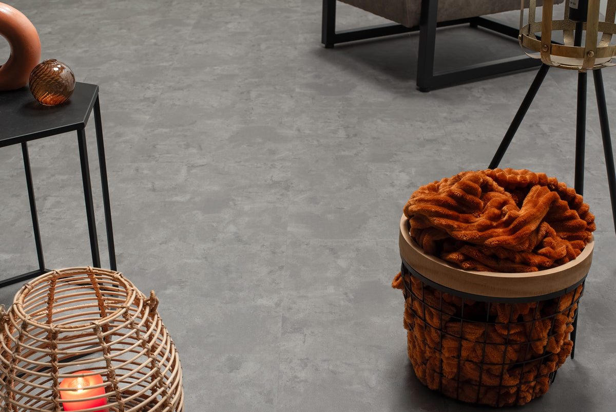 Floer Klik PVC Tegel - Betonlook Grijs