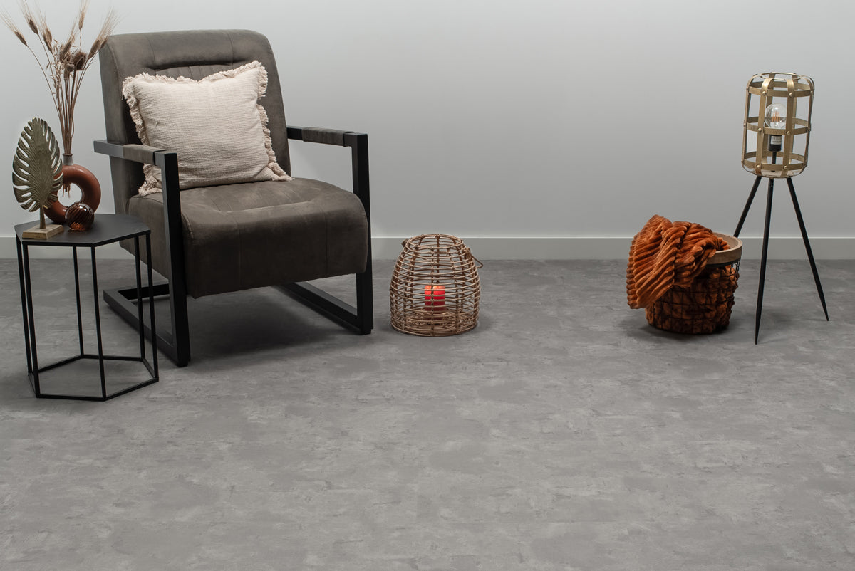 Floer Klik PVC Tegel - Betonlook Grijs