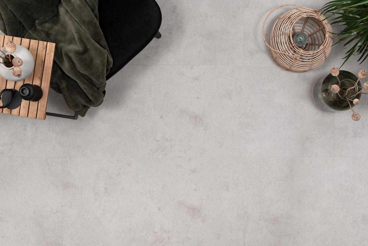 Floer Klik PVC Tegel - Betonlook Lichtgrijs