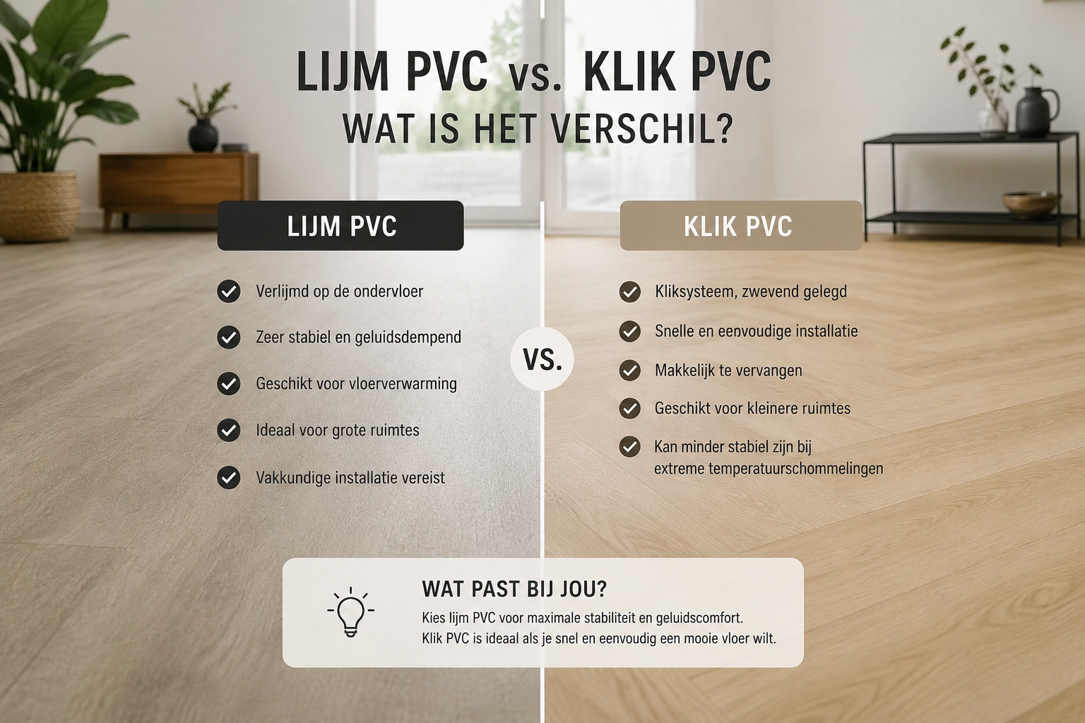 Lijm PVC of Click PVC - Welke vloer past bij jou?