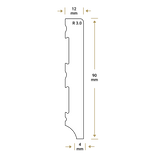 Watervaste kunststof Moderne plint 90x12wit - lengte 240cm