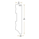 Watervaste kunststof Moderne plint 70x15 wit - lengte 240cm