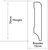 MDF Eigentijdse plint 70x15 wit voorgel. RAL 9010