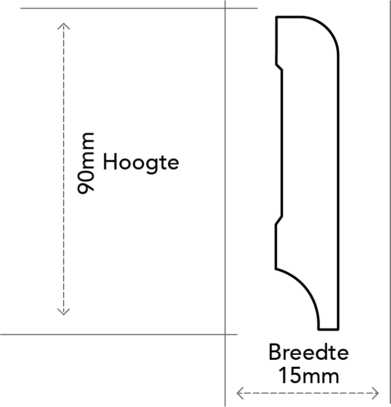 MDF Koloniale plint 90x15 wit voorgelakt RAL 9010
