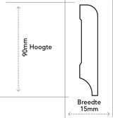MDF Koloniale plint 90x15 wit voorgelakt RAL 9010