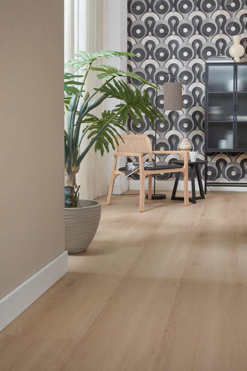 Floer Klik PVC Landhuis Rechte plank - Lichtbruine Eik