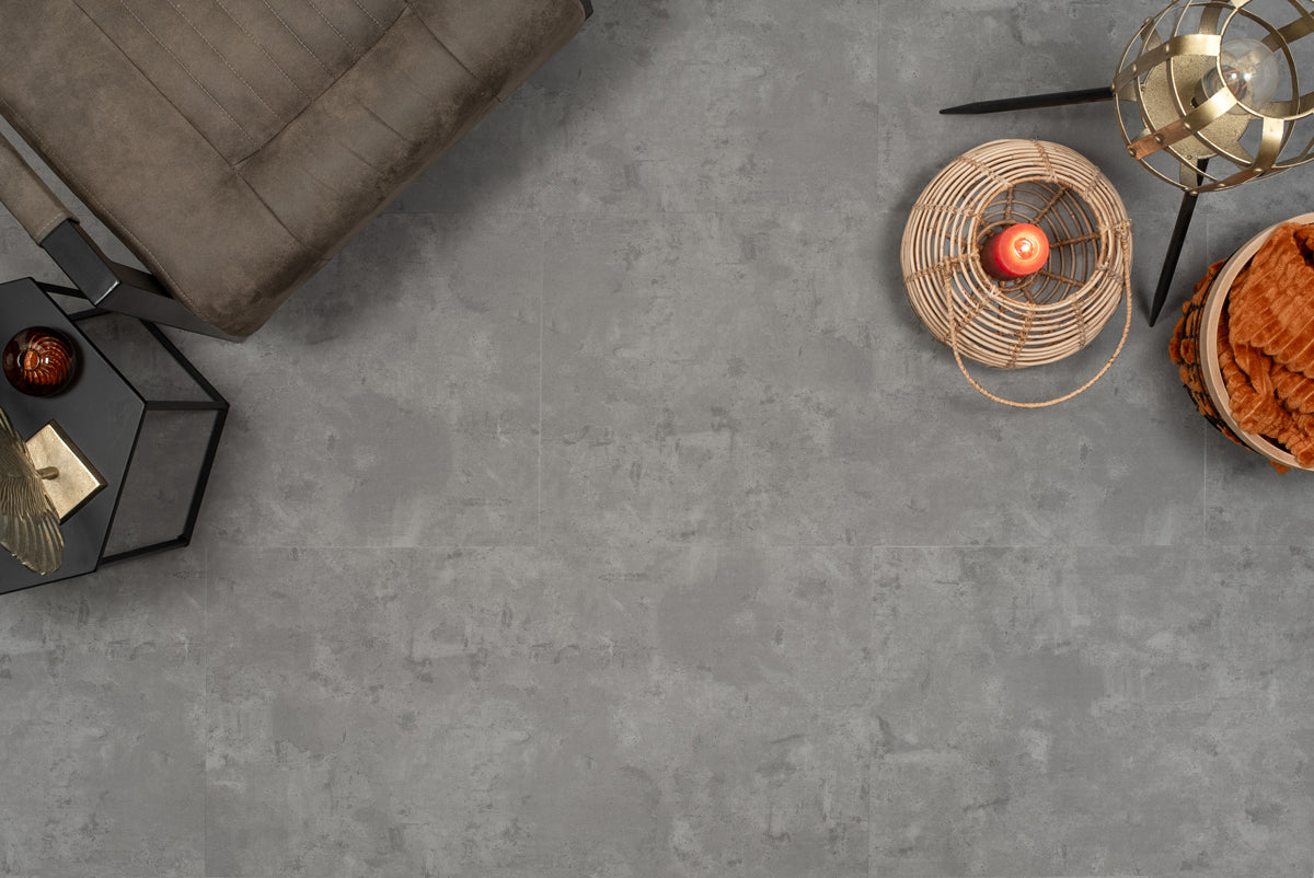 Floer Klik PVC Tegel - Betonlook Grijs