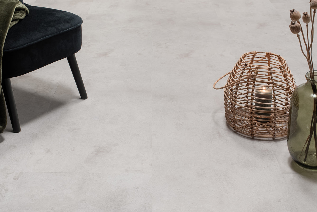 Floer Klik PVC Tegel - Betonlook Lichtgrijs