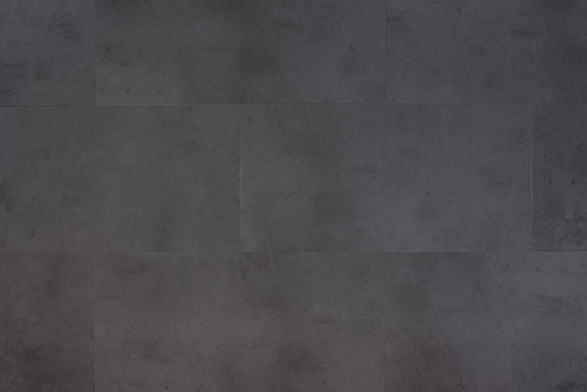 Floer Klik PVC Tegel - Betonlook Zwart