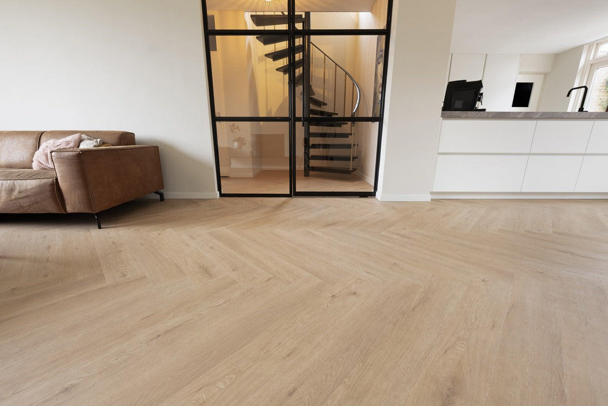 Floer Klik PVC Walvisgraat - Gaia Grijsbeige