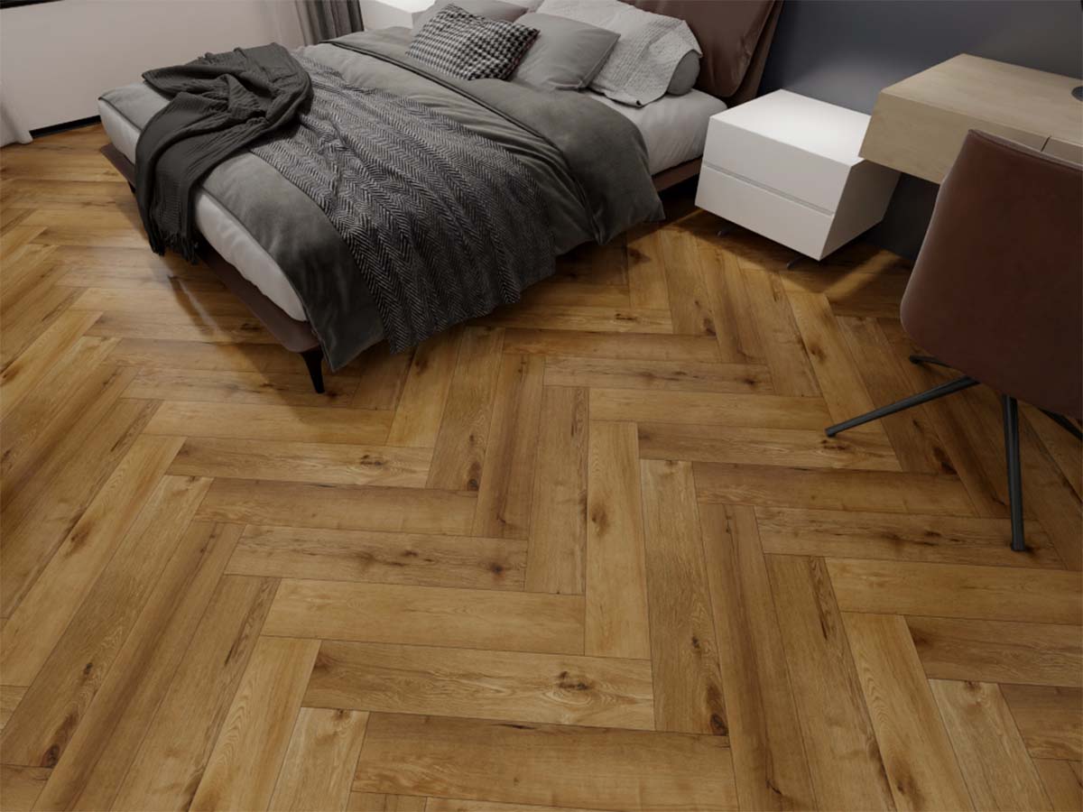 Calitex Klik PVC Grande Visgraat - Gold Oak