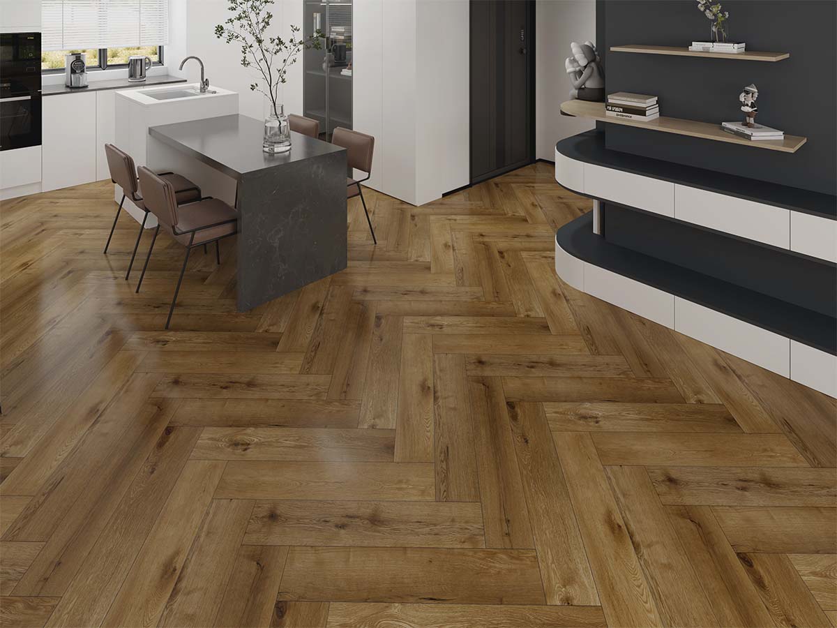 Calitex Klik PVC Grande Visgraat - Amber Oak