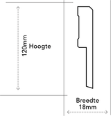 MDF Renovatieplint modern 120x18 voorgel. RAL 9010