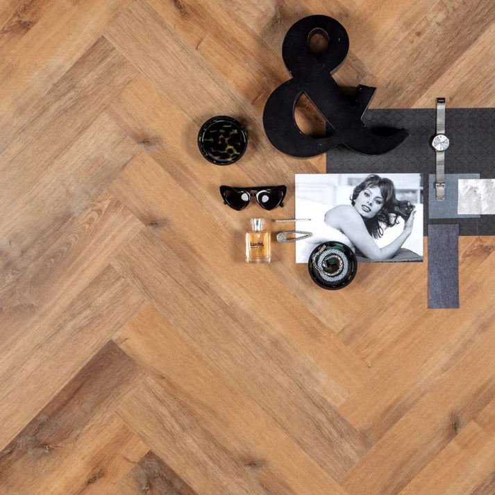 Otium Plak PVC Herringbone Dryback Visgraat - Poppy