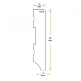 Watervaste kunststof Moderne plint 70x12 wit - lengte 240cm